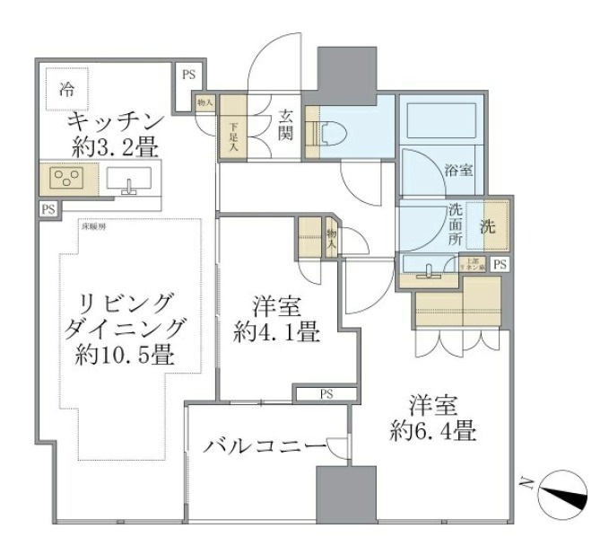 千代田区二番町の賃貸マンションの間取り