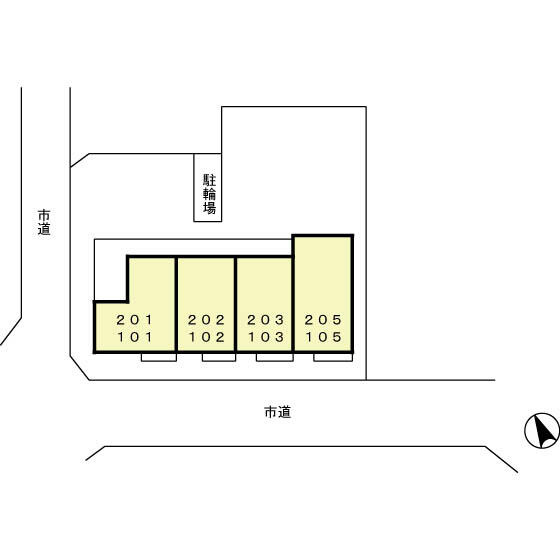 府中市四谷１丁目のアパートの区画図