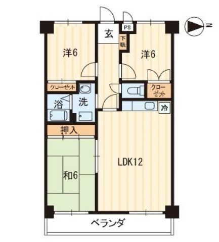 百石ハイツの間取り|間取図