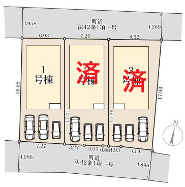 西原町幸地（全3棟）ラスト1号棟の区画図|1号棟　