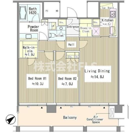 港区赤坂６丁目の賃貸マンションの間取り