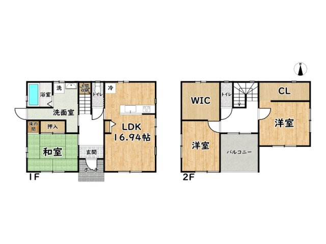 岡山県勝田郡勝央町勝間田/中古戸建の間取り