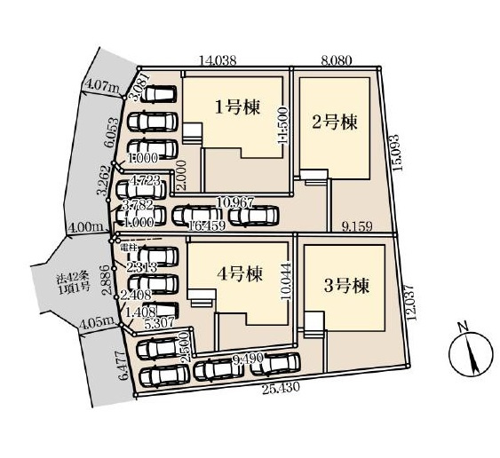 古河市三杉町　新築戸建　１号棟の区画図