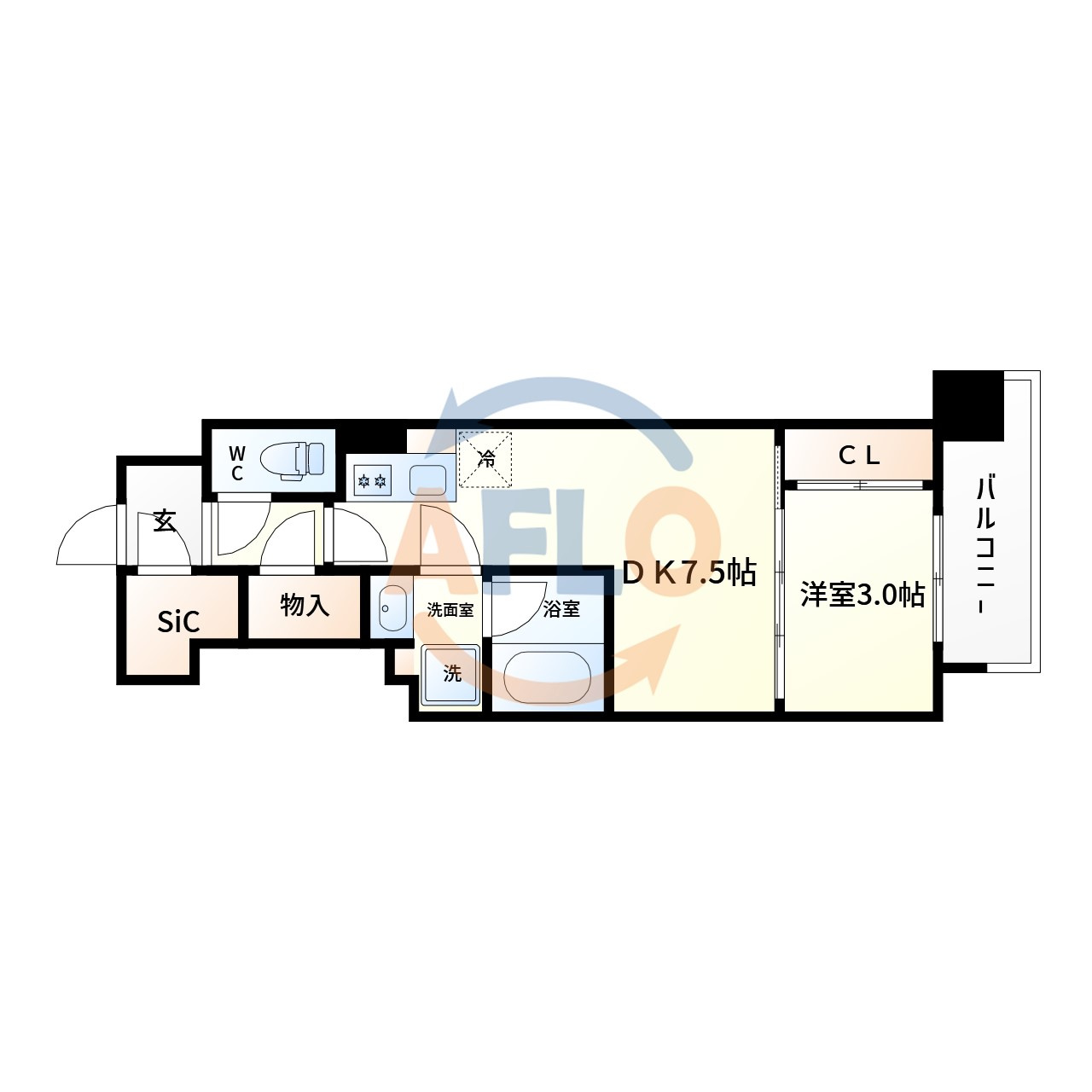 コンフォリア・リヴ本町WEST　Qの間取り|コンフォリア・リヴ本町WEST Q　間取り
