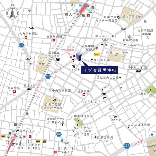 イプセ目黒中町の地図