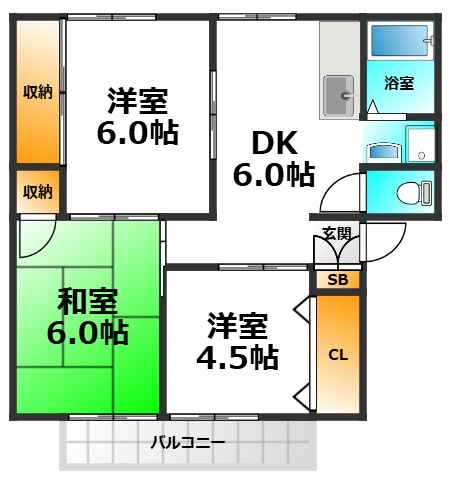 ルミエール永畑Bの間取り