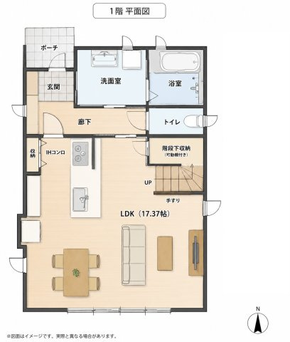 岡山市東区益野町　中古戸建の間取り|１階間取り図