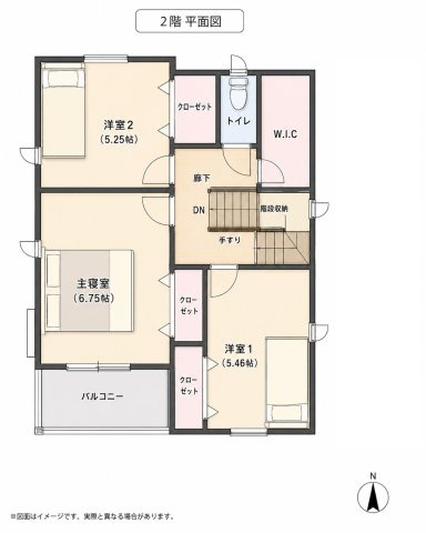 岡山市東区益野町　中古戸建の間取り|２階間取り図