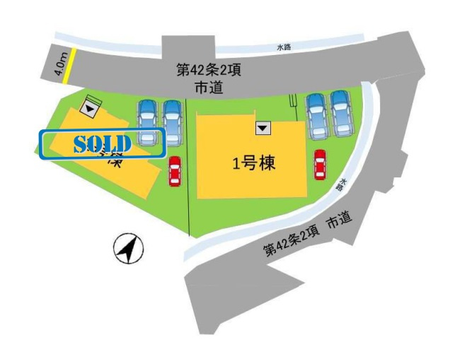 【区画図】 | 糸島市篠原西3丁目1期・平屋　1号棟（全2棟）【仲介手数料無料・0円】 | 区画図です。1号棟