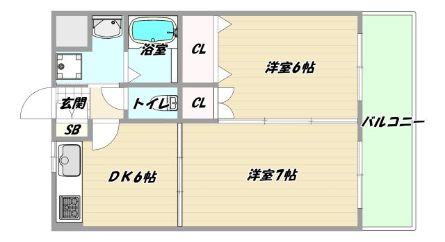 大阪市淀川区宮原２丁目の賃貸マンションの間取り