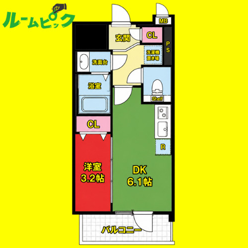 ルネフラッツ今池駅前South　名古屋市賃貸　仲介手数料無料の間取り