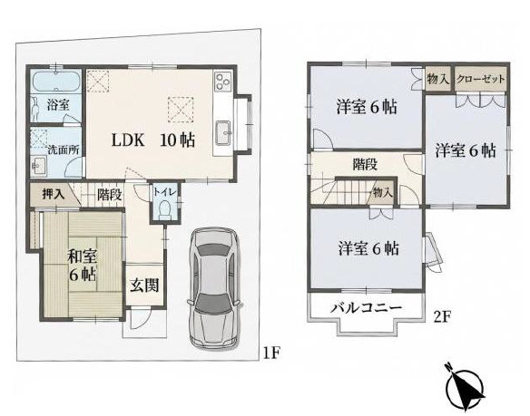 箕面市半町４丁目　中古戸建の間取り
