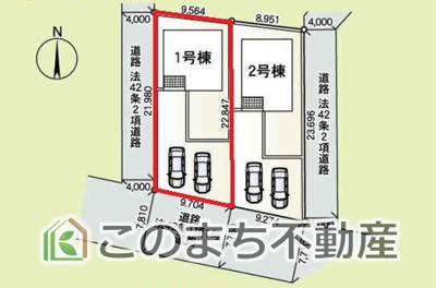 【区画図】 | つくば市北条第3 | 前面道路も広くお車の入出庫がしやすいのが特徴です！