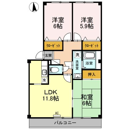 【間取り】 | フォブール白石　B棟