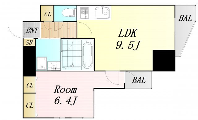 ビエラコート天神橋(旧：プレジオ天神橋)　仲介手数料無料の間取り