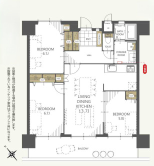 ノーブル黒崎（C-8）の間取り