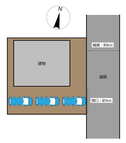 「敷地約57坪」高知市朝倉己　中古一戸建ての区画図|敷地内の庭を解体整地し車3台を縦列駐車できる仕様へ工事予定です。