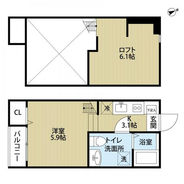 川崎市麻生区多摩美１丁目のアパートの間取り