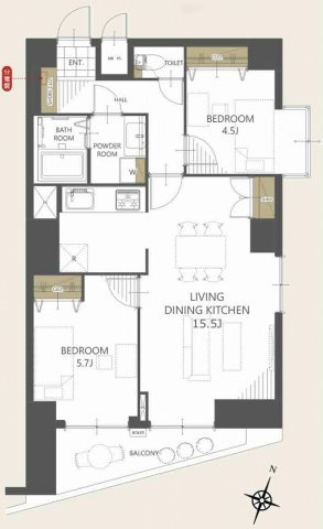 アドリーム西新井の間取り|3LDK 専有面積59.98m2 バルコニー面積4.96m2の間取り。全居室に便利な収納スペースを完備しており、家族みんなが過ごしやすい生活動線に配慮された開放感ある住空間となっております。