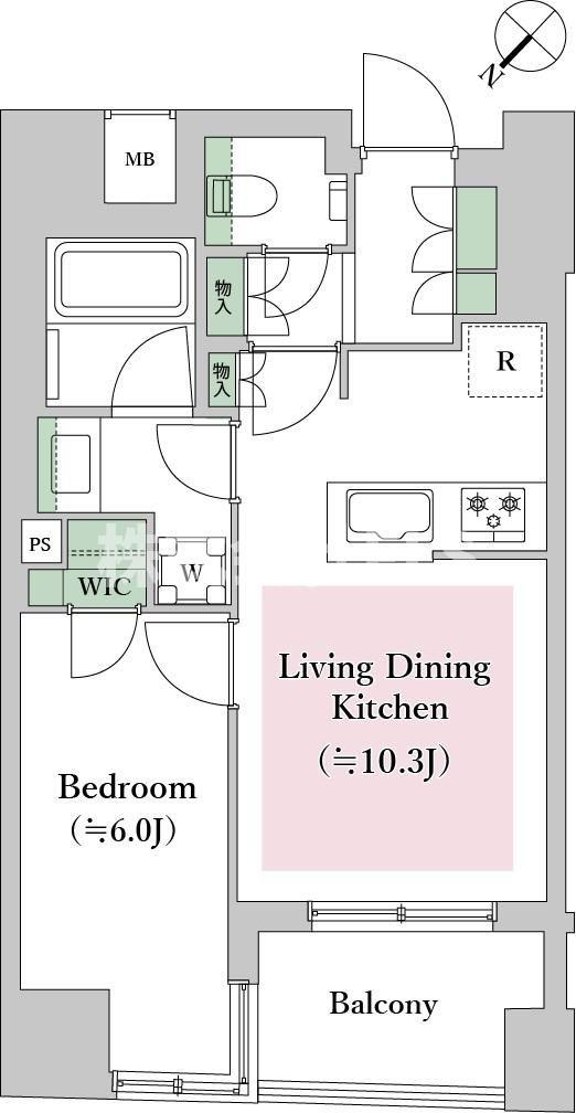 中央区築地６丁目の賃貸マンションの間取り