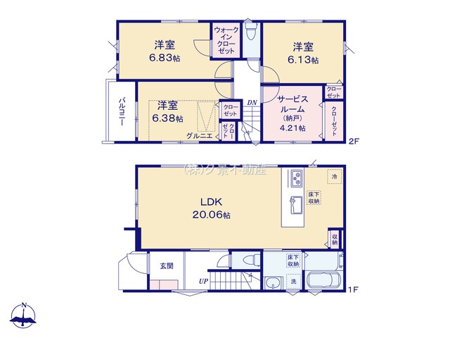 《仲介手数料無料》中央区大戸１丁目4-6新築一戸建てミラスモの間取り