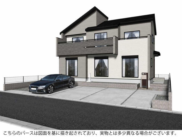 ブルーミングガーデン　鎌ケ谷市東初富４丁目１棟／１期１号棟の外観パース|外観完成予想パース