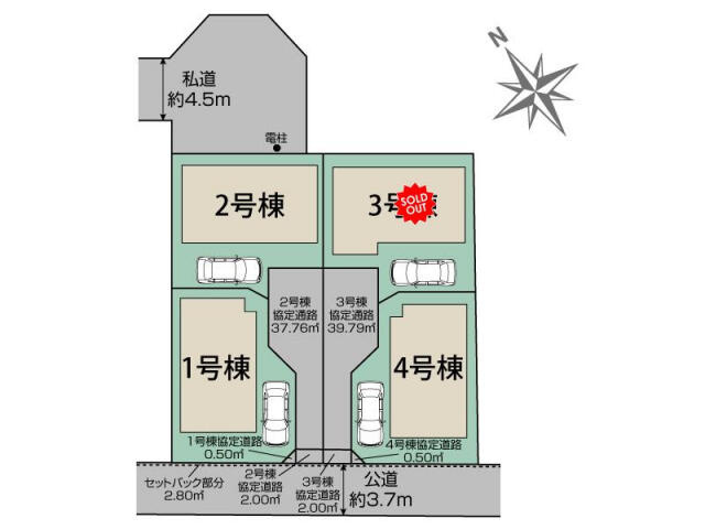 ブルーミングガーデン　市川市曽谷４丁目４棟／１期２号棟の区画図|市川市曽谷4丁目4棟区画図