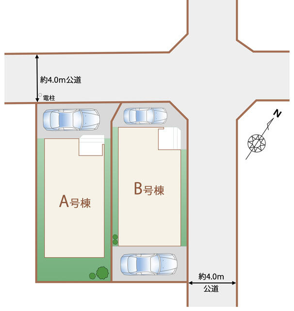 船橋市南三咲２丁目４１１番２６５の区画図|開放感のある角地分譲！
