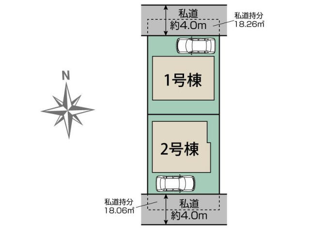 ブルーミングガーデン　船橋市松が丘３丁目２棟／１期１号棟の区画図|船橋市松が丘3丁目2棟区画図