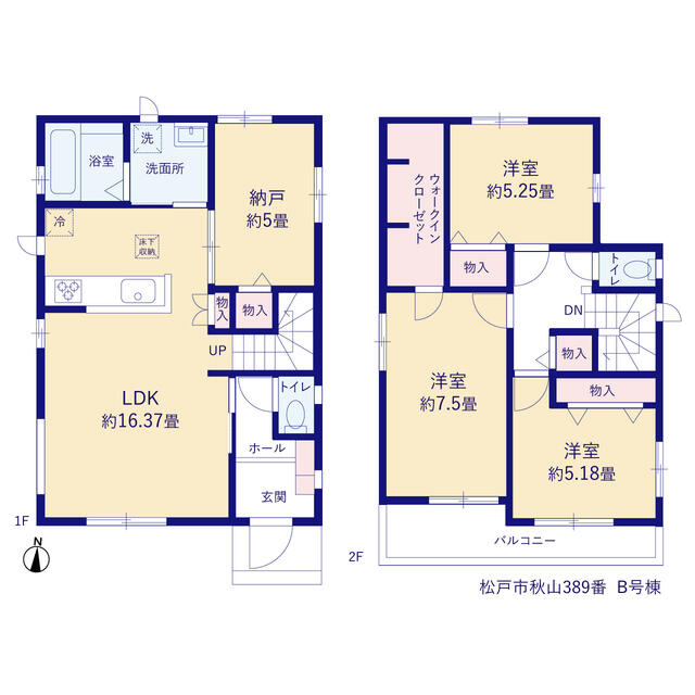 松戸市秋山３８９番の間取り