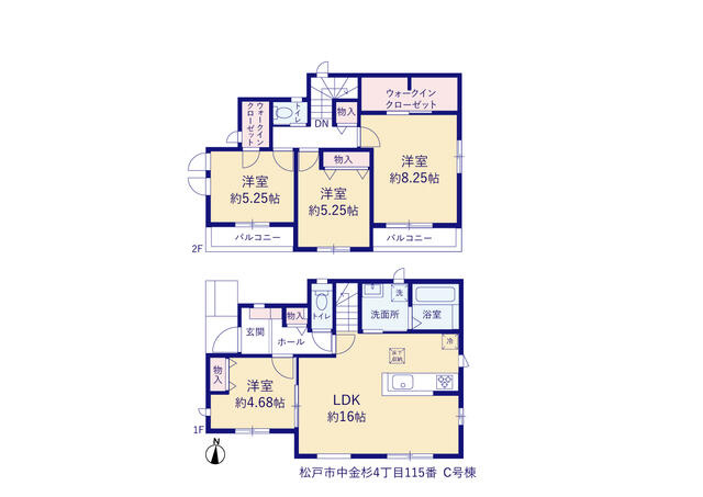 松戸市中金杉４丁目１１５番の間取り