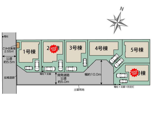 ブルーミングガーデン　松戸市新八柱全６棟／１期５号棟の区画図|松戸市田中新田6区画区画図