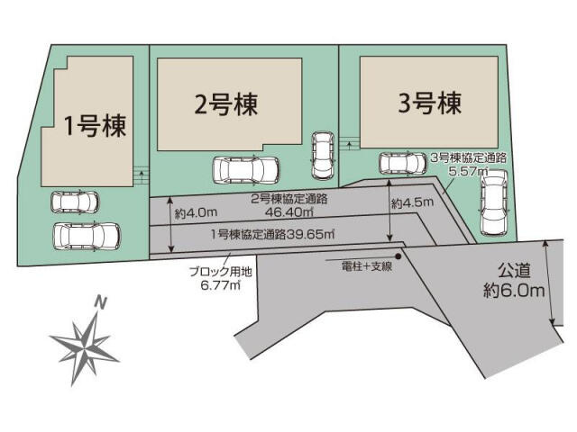 ブルーミングガーデン　柏市松ケ崎３棟／１期２号棟の区画図|柏市松ケ崎3棟区画図