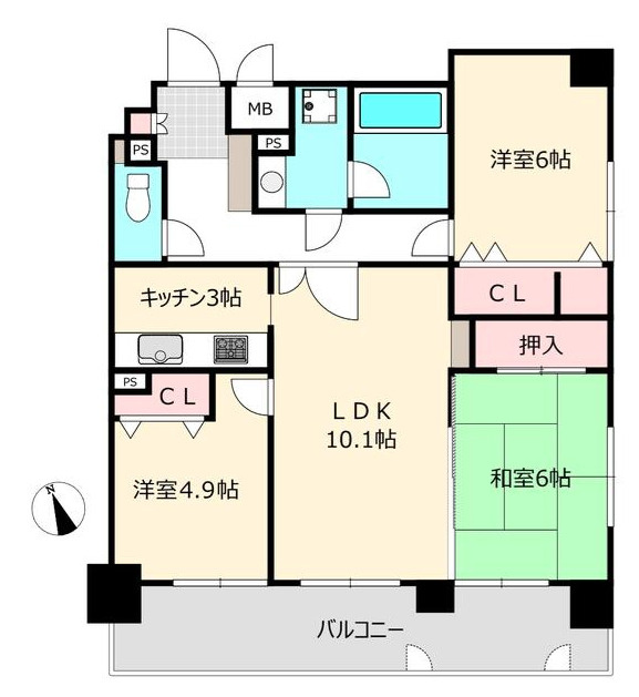 アメックス久留米六ツ門の間取り