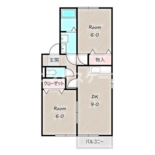 ヴェルフィーユ　Ｃの間取り|高崎、前橋のお部屋探しはエンドスケープまで！お客様の理想お聞かせ下さい♪