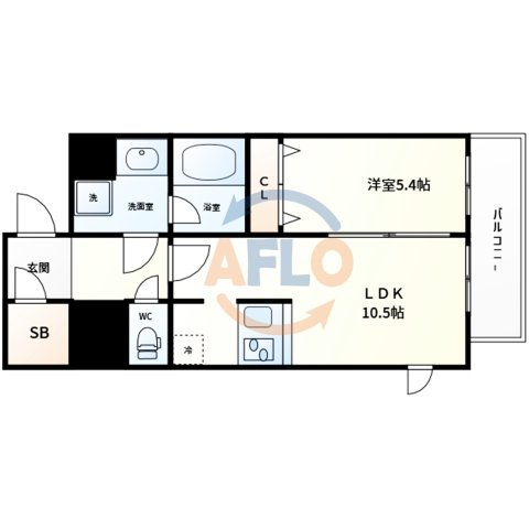 プレサンス松屋町駅前デュオの間取り|プレサンス松屋町駅前デュオ　開放感ある間取り