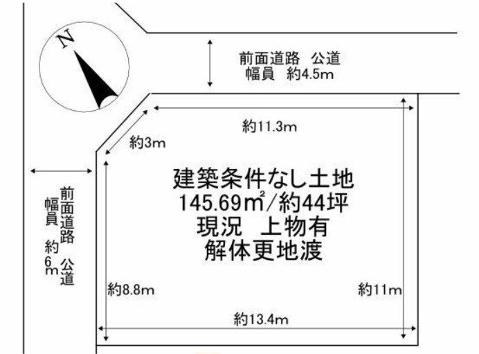 野洲市栄　売土地の土地図