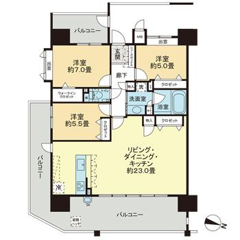 アーバンパレス香椎照葉　東棟の間取り