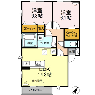 【間取り】 | アムール　Ｆ棟