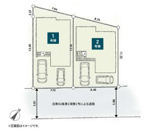 平塚市第1黒部丘　新築一戸建て　2号棟の区画図|配置図