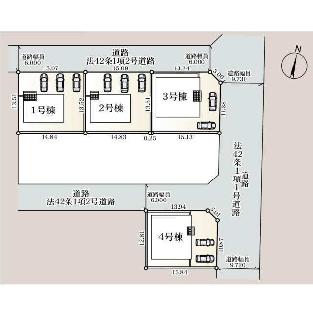 クレイドルガーデン小城市三日月町三ケ島 第1 3号棟の区画図