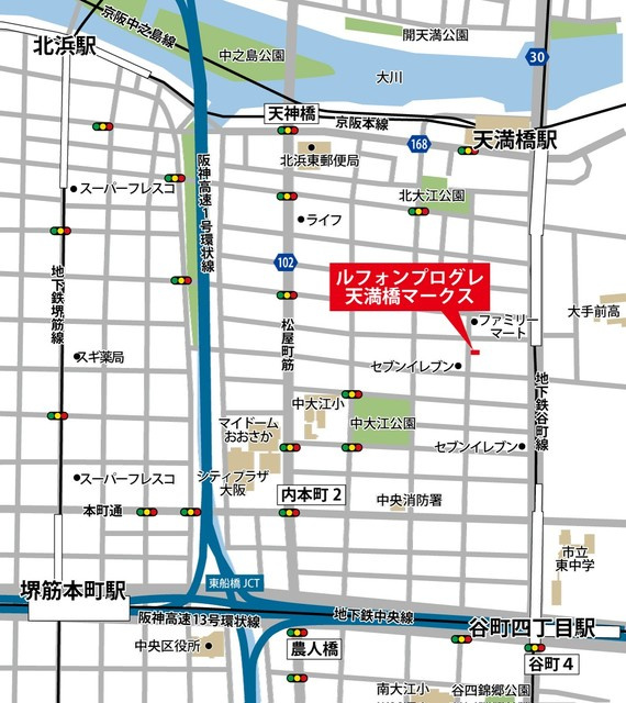 ルフォンプログレ天満橋マークスの地図