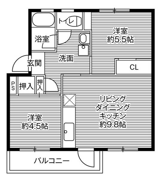 ビレッジハウス鳴滝5号棟の間取り