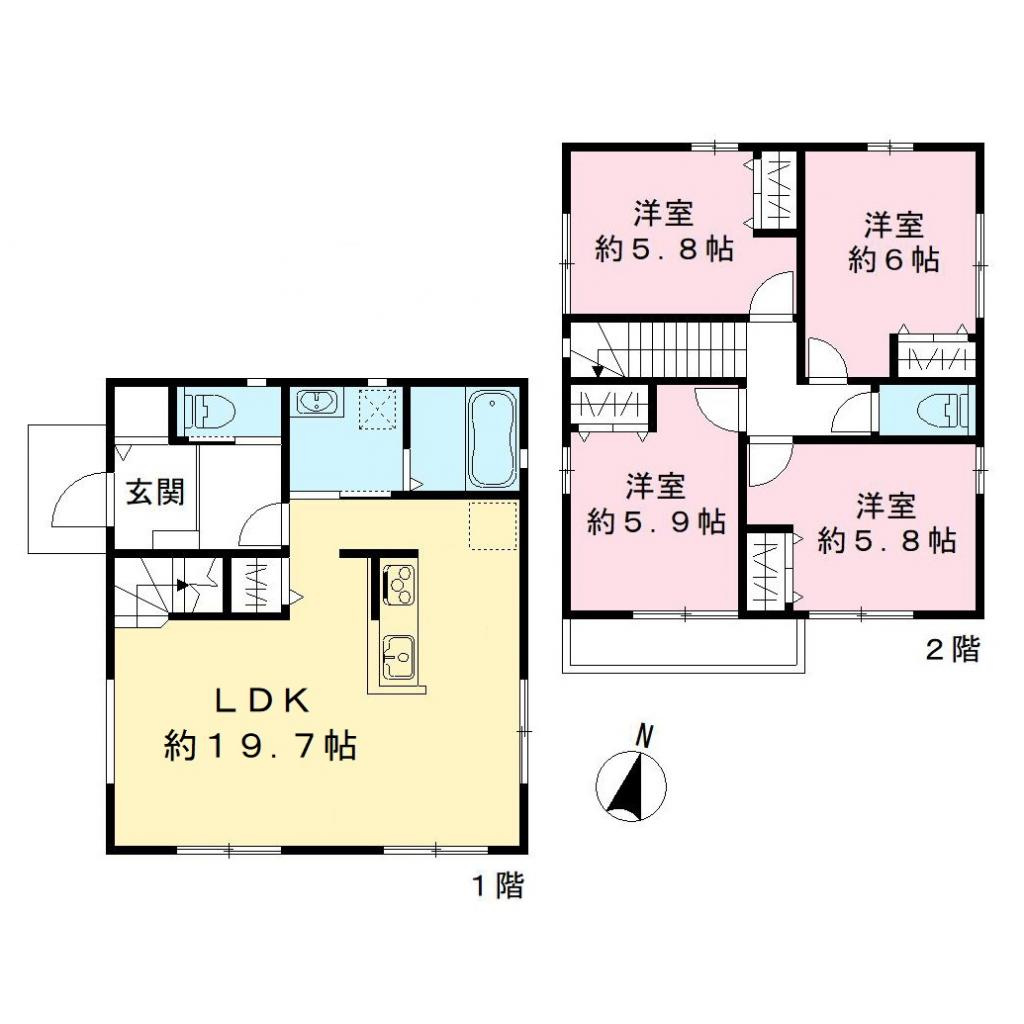 シャルマンこがさき　Ｅ棟の間取り