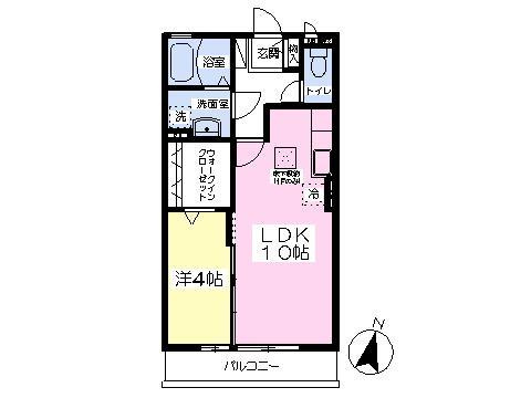 南向き・ウォークインクローゼット付きの１ＬＤＫ