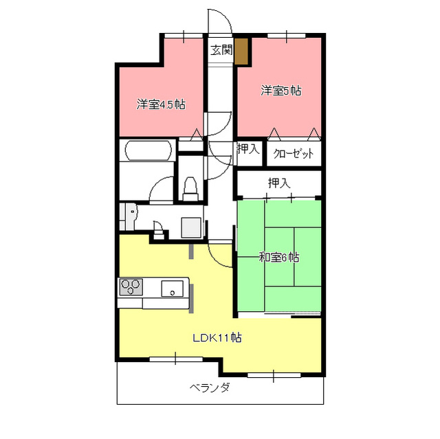 岐阜市鶴舞町２丁目の賃貸マンションの間取り