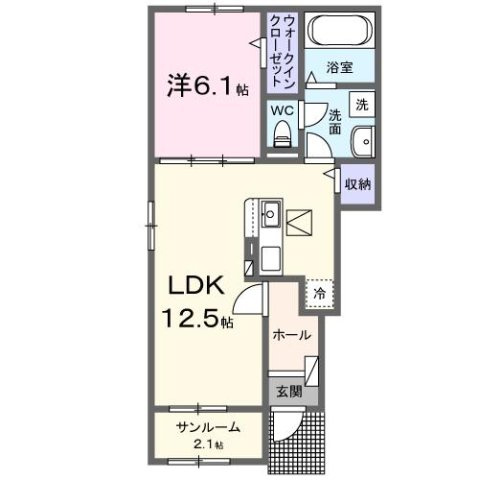 シャトー　ソレイユⅢ　Ａの間取り