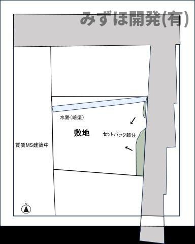 山形市十日町4丁目7番11号(土地)の土地図|配置図です。土地面積にセットバック部分約8.2㎡を含みます。