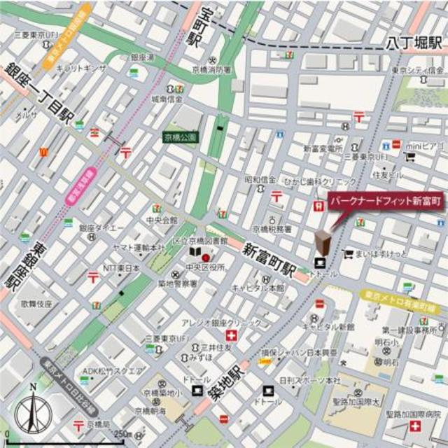 パークナードフィット新富町の地図