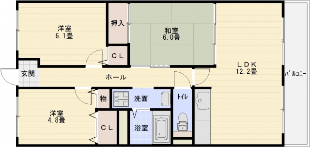 アネーロ国分の間取り|アネーロ国分　3LDK　マンション　柏原市国分本町